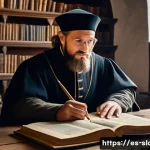 Home 19 슬로베니아 언어 변천사 - A detailed historical scene depicting Primož Trubar in the 16th century, dressed in period-appropria...