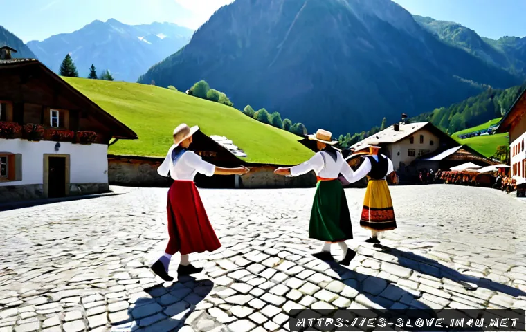 슬로베니아 민속 춤 - Photorealistic wide scene of Slovenian folk dancers performing a lively traditional circle dance in ...